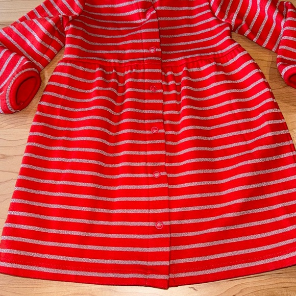 Baby Boden Girls Holiday Dress in Red and Gold Glitter Stripe 12-18 months - Picture 6 of 7